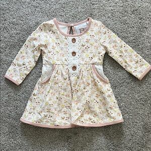 Swoon Baby NEW baby toddler 12 month Floral Long-Sleeve Pink Trim Cotton Dress